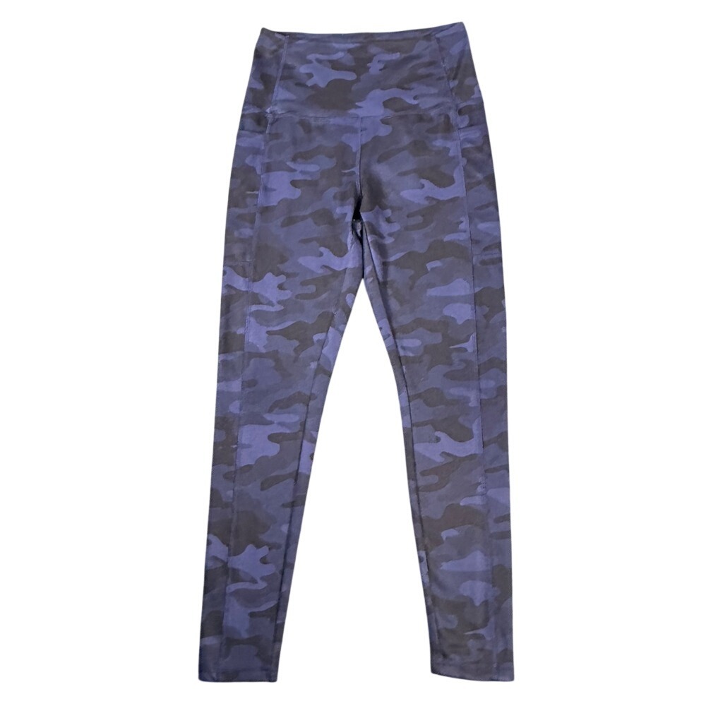 Danskin Womens Blue Camo High Waisted 7/8 Leggings Side Pockets Size Small 9670
